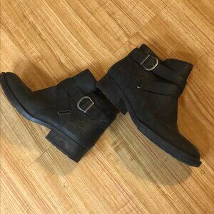 Born Women Ankle Genuine Leather Moto Boots  F28603 Side Zip 8M